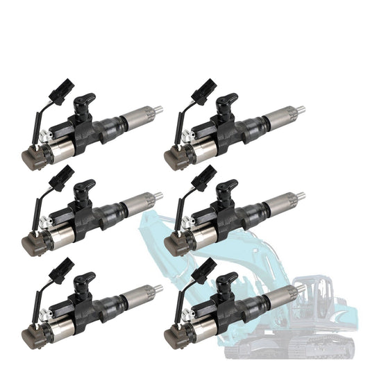 Hino J08E Kobelco SK330-8 SK350 Excavator 6PCS Fuel Injectors 095000-6593 CB84034501S 23670-E0010
