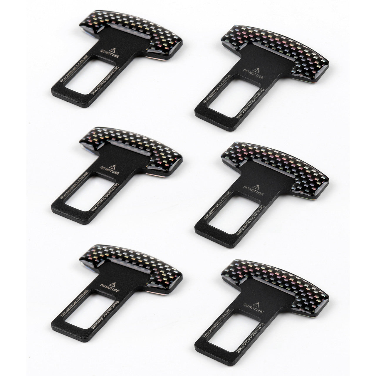 6PCS Car Safety Seat Belt Buckle Carbon Fiber Car Alarm Stopper Clip Clamp