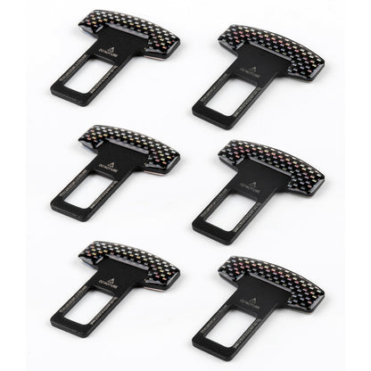 6PCS Car Safety Seat Belt Buckle Carbon Fiber Car Alarm Stopper Clip Clamp