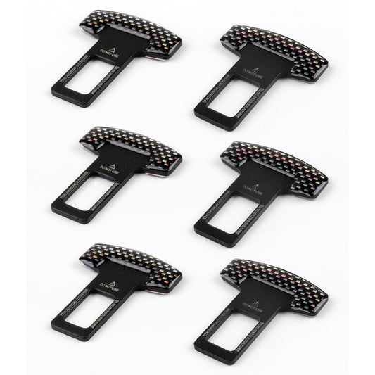 6PCS Car Safety Seat Belt Buckle Carbon Fiber Car Alarm Stopper Clip Clamp
