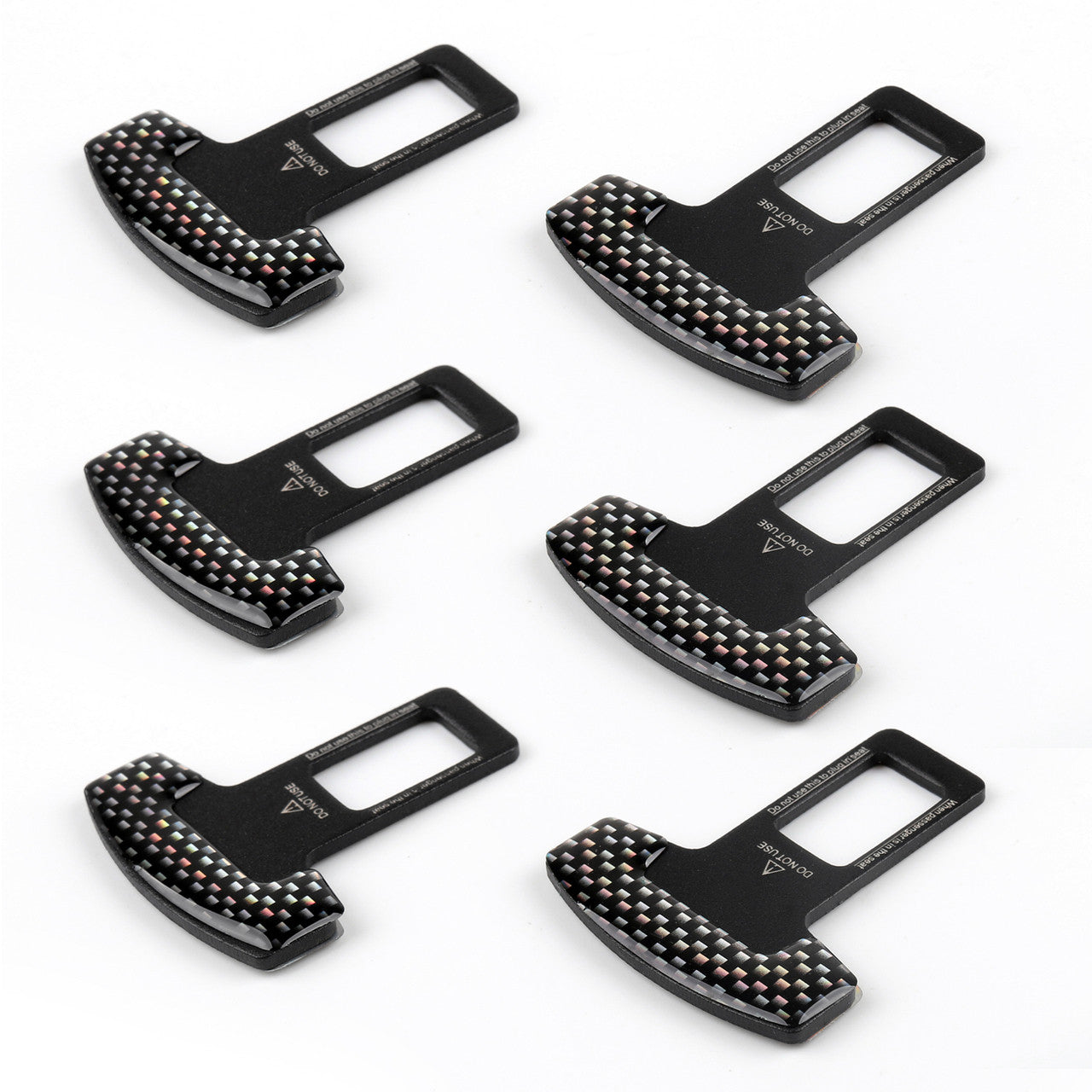 6PCS Car Safety Seat Belt Buckle Carbon Fiber Car Alarm Stopper Clip Clamp