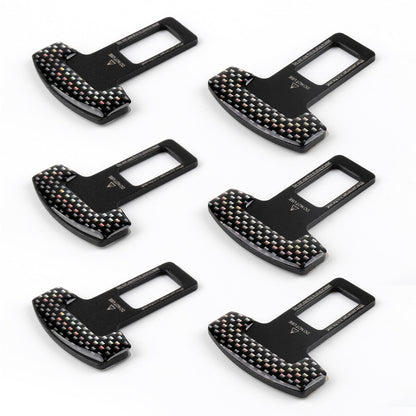 6PCS Car Safety Seat Belt Buckle Carbon Fiber Car Alarm Stopper Clip Clamp