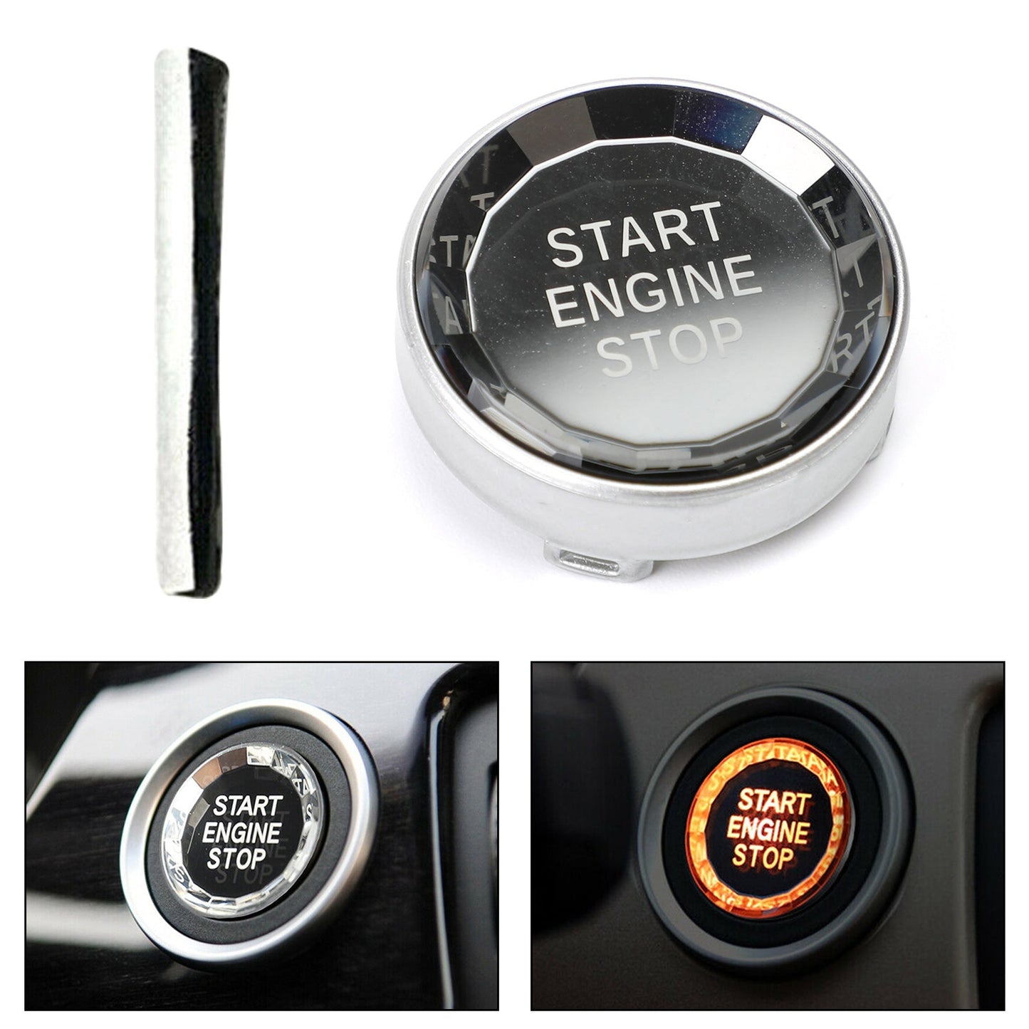 1975-2016 BMW 1-8 Series E81 E82 E87 E88 E21 E30 E36 E46 E90 E91 E92 E93 E28 E34 E39 E60 E61 E24 E63 E64 E23 E32 E38 E65 E66 E31 E85 E86 E89 Start Stop Engine Button Crystal