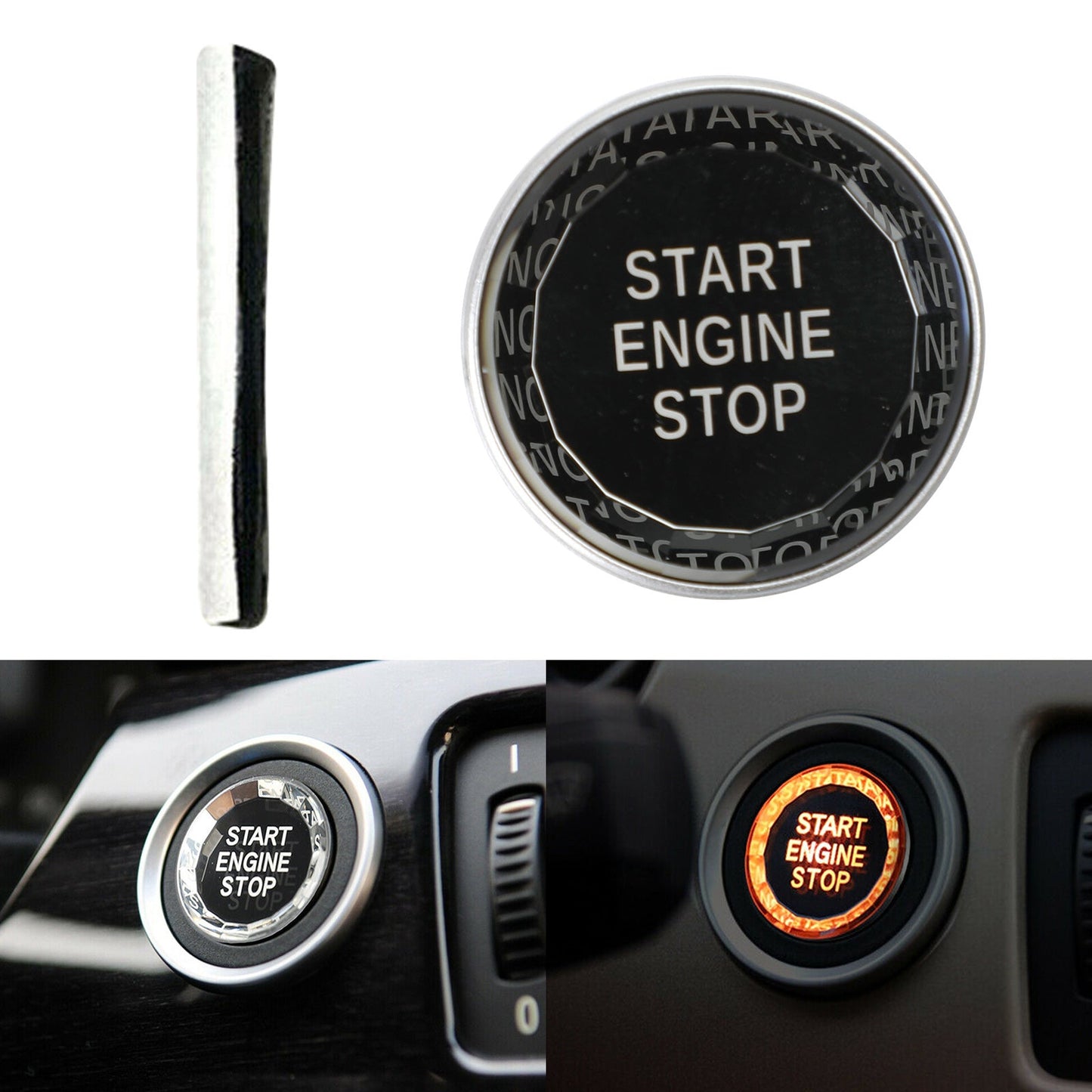 1975-2016 BMW 1-8 Series E81 E82 E87 E88 E21 E30 E36 E46 E90 E91 E92 E93 E28 E34 E39 E60 E61 E24 E63 E64 E23 E32 E38 E65 E66 E31 E85 E86 E89 Start Stop Engine Button Crystal