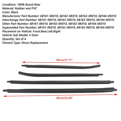 05-15 Toyota Hilux SR5/VIGO/MK6 PICKUP Weatherstrip 4 Door Rubber Seal KUN26 KUN36 GGN25 TGN16 TGN36