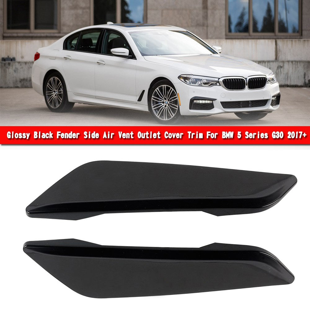 MW 5 Series G30 2017+ Glossy Black Fender Side Air Vent Outlet Cover Trim