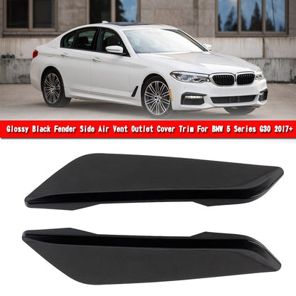 MW 5 Series G30 2017+ Glossy Black Fender Side Air Vent Outlet Cover Trim