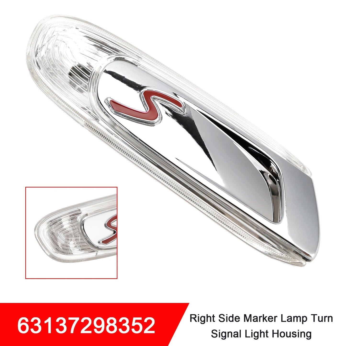 2014-2021 MINI F55 F56 F57 S Pair Side Marker Lamp Turn Signal Light Housing 63137298351 63137298352