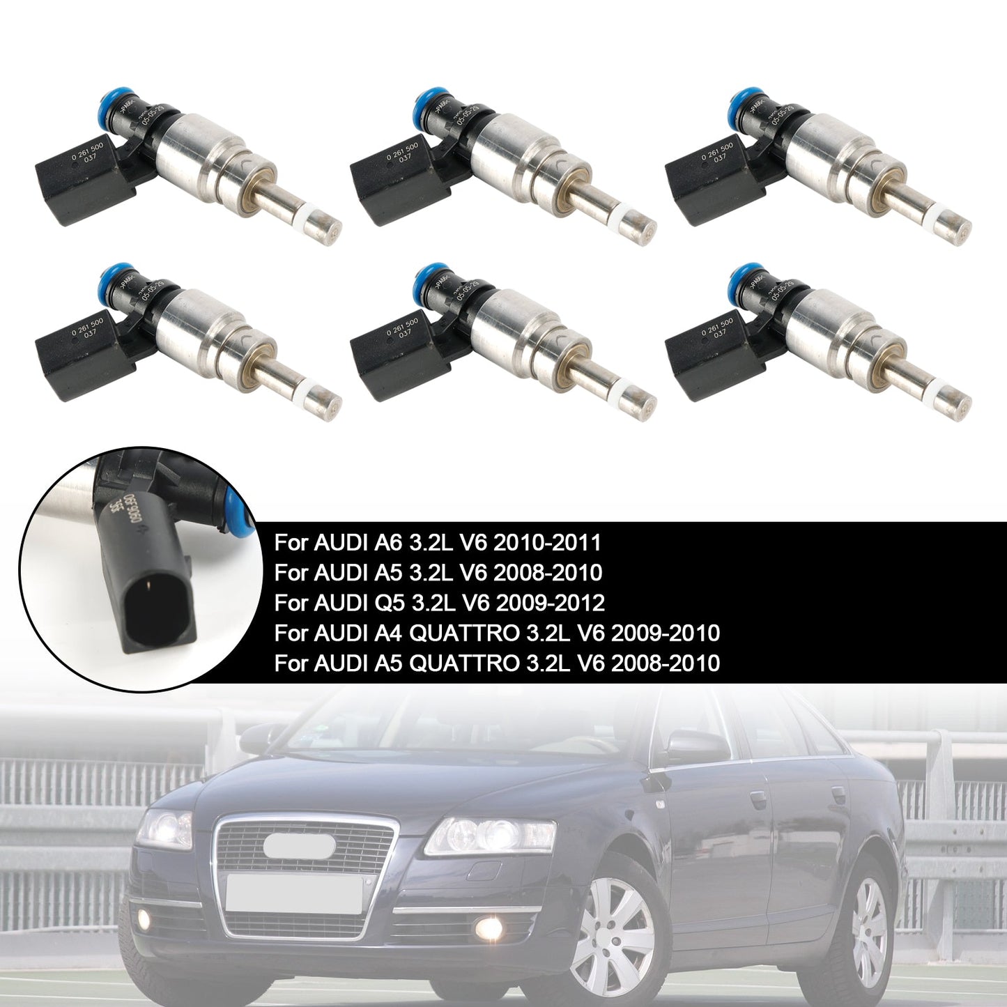 2010-2011 AUDI A6 3.2L Fuel Injector 06E906036F 0261500037