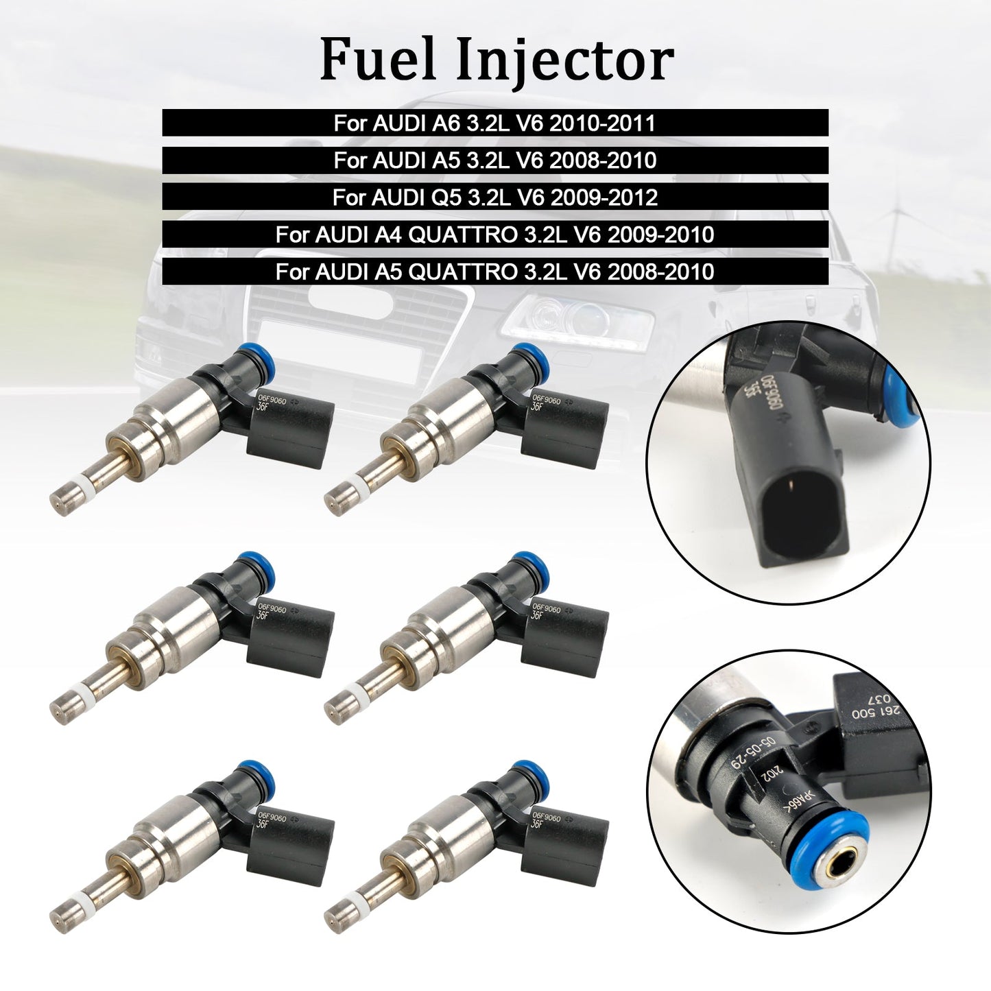 2010-2011 AUDI A6 3.2L Fuel Injector 06E906036F 0261500037