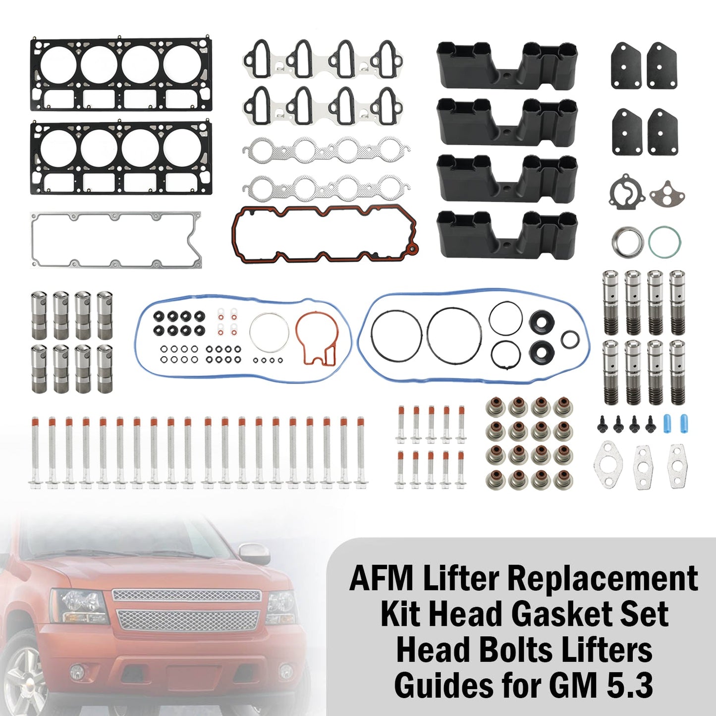 2007-2014 Chevy t Suburban 1500 5.3L 5328CC AFM Lifter Replacement Kit Head Gasket Set Head Bolts Lifters Guides