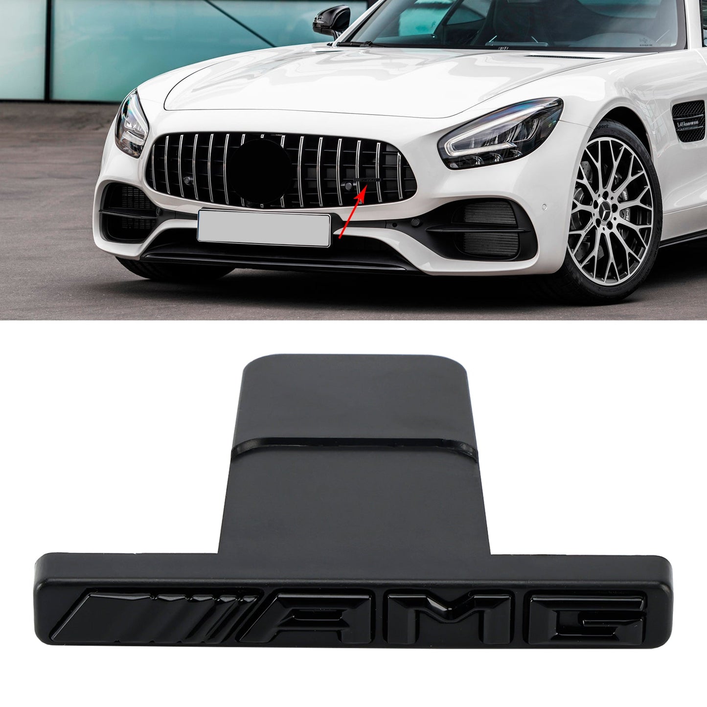AMG Front Vertical Strip General Grill Emblem For Mercedes-Benz Grille Chrome / Red / Black AMG Decal Badge