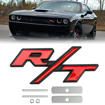 R/T Badge Front Bumper Grille Emblem for Dodge Charger Challenger Red / Chrome / Black / Red Black Badge