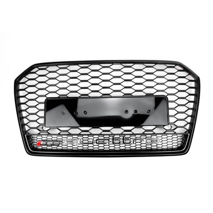 Audi A6 A6 Sline S6 C7 2015-2018 RS6 Quattro Style Black Grill Honeycomb Mesh Front Bumper Grille With Black Ring Emblem