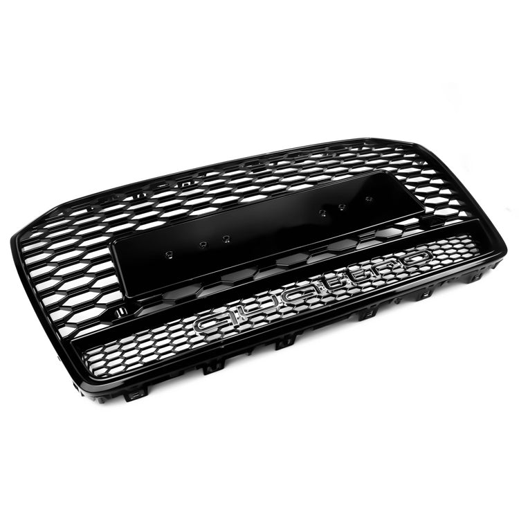 2015-2018 Audi A6 / A6 Sline / S6 C7 To RS6 Quattro Style Black Grill Honeycomb Mesh Front Bumper Grille With Black Ring Emblem