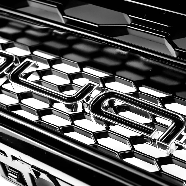 2015-2018 Audi A6 / A6 Sline / S6 C7 To RS6 Quattro Style Black Grill Honeycomb Mesh Front Bumper Grille With Black Ring Emblem