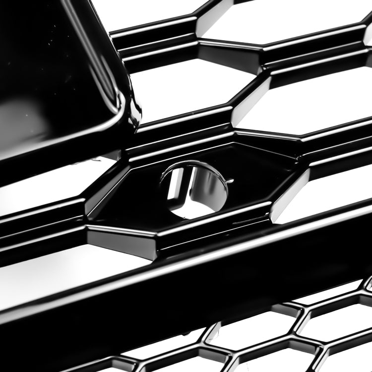 2015-2018 Audi A6 / A6 Sline / S6 C7 To RS6 Quattro Style Black Grill Honeycomb Mesh Front Bumper Grille With Black Ring Emblem