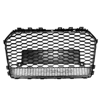 Audi A6 A6 Sline S6 C7 2015-2018 RS6 Quattro Style Black Grill Honeycomb Mesh Front Bumper Grille With Black Ring Emblem