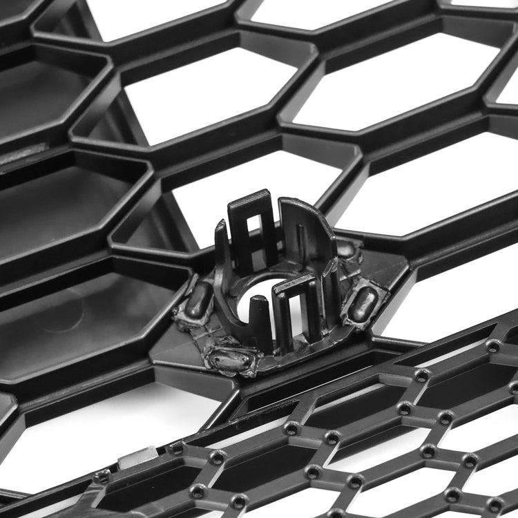 2015-2018 Audi A6 / A6 Sline / S6 C7 To RS6 Quattro Style Black Grill Honeycomb Mesh Front Bumper Grille With Black Ring Emblem