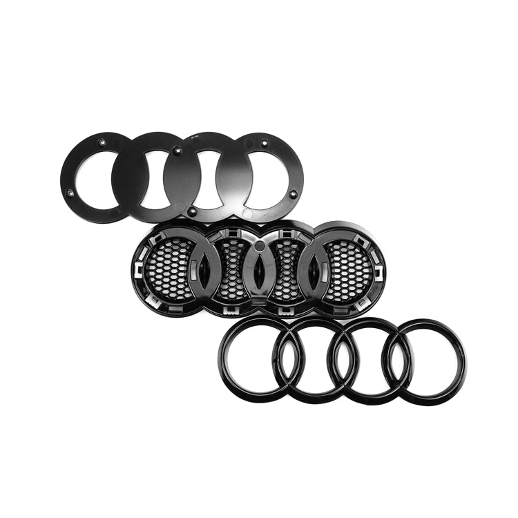 2015-2018 Audi A6 / A6 Sline / S6 C7 To RS6 Quattro Style Black Grill Honeycomb Mesh Front Bumper Grille With Black Ring Emblem