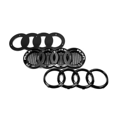 Audi A6 A6 Sline S6 C7 2015-2018 RS6 Quattro Style Black Grill Honeycomb Mesh Front Bumper Grille With Black Ring Emblem