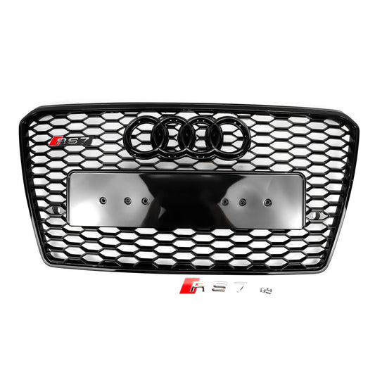 RS7 Style Black Honeycomb Grille for 2010-2015 Audi A7 S7 Sport Mesh Hex Grill Replacement