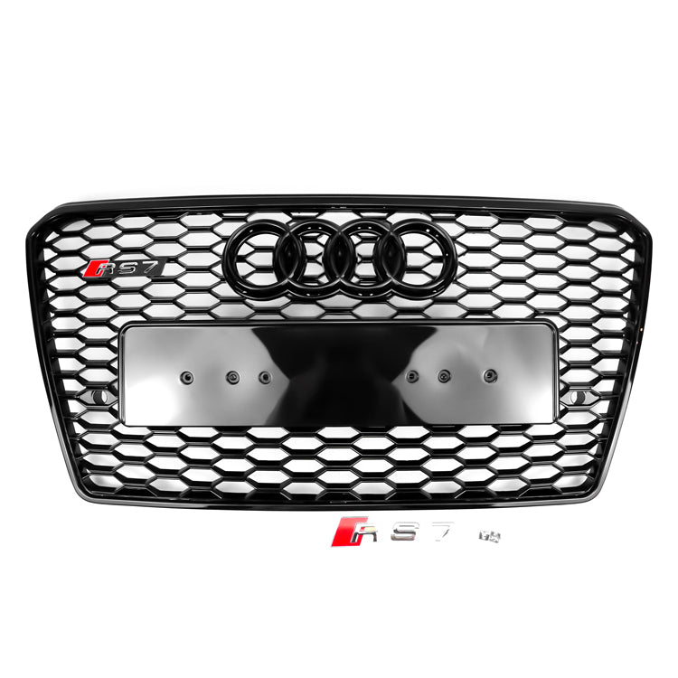 RS7 Style Black Honeycomb Grille for 2010-2015 Audi A7 S7 Sport Mesh Hex Grill Replacement