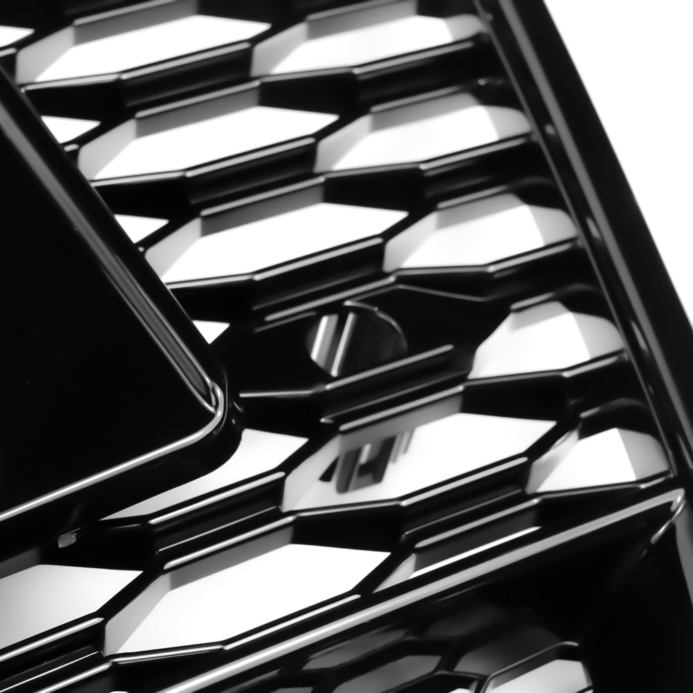 RS6 Style Honeycomb Grille For 2012-2015 Audi A6 A6 Sline S6 Black Front Bumper Grill With Ring Emblem Quattro