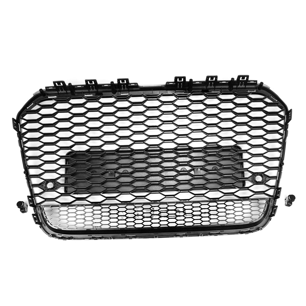 2012-2015 Audi A6 / A6 Sline / S6 C7 RS6 Style Honeycomb Grille Front Bumper Black Grill With Ring Emblem