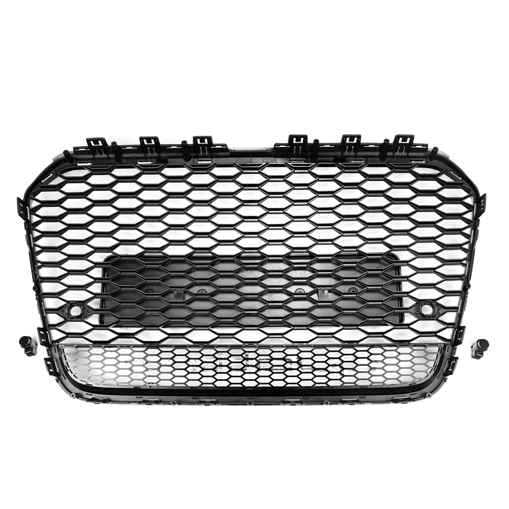 RS6 Style Honeycomb Grille For 2012-2015 Audi A6 A6 Sline S6 Black Front Bumper Grill With Ring Emblem Quattro
