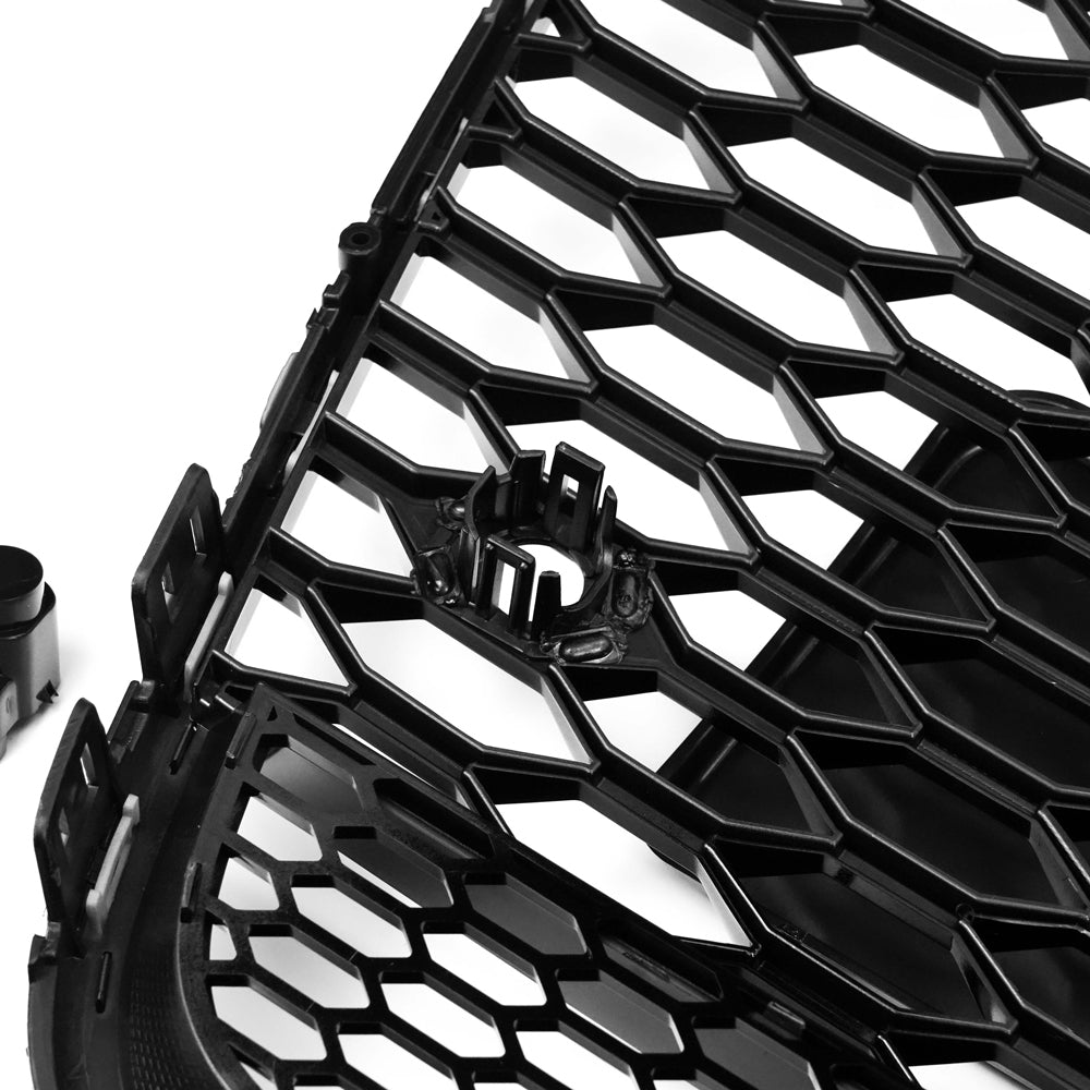 RS6 Style Honeycomb Grille For 2012-2015 Audi A6 A6 Sline S6 Black Front Bumper Grill With Ring Emblem Quattro