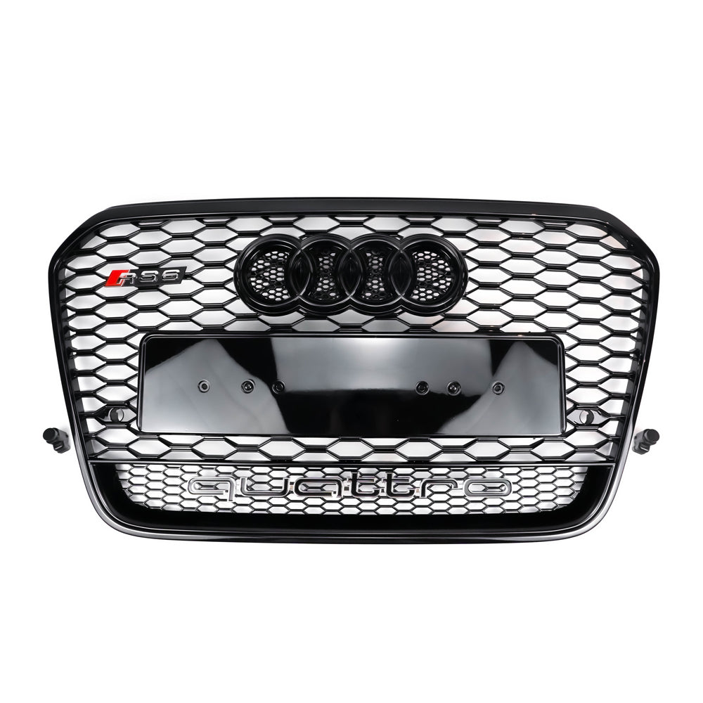 2012-2015 Audi A6 A6 Sline S6 Black RS6 Style Honeycomb Grille Front Bumper Grill With Emblem Quattro