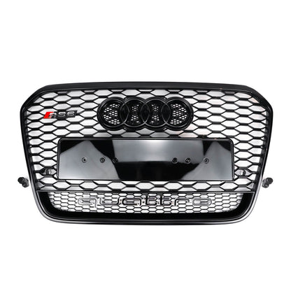 2012-2015 Audi A6 A6 Sline S6 Black RS6 Style Honeycomb Grille Front Bumper Grill With Emblem Quattro