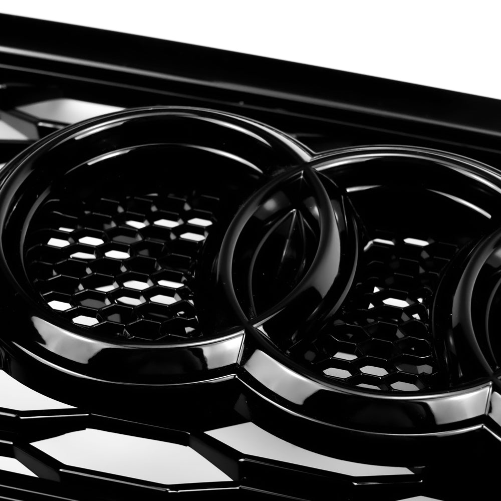RS6 Style Honeycomb Grille For 2012-2015 Audi A6 A6 Sline S6 Black Front Bumper Grill With Ring Emblem Quattro