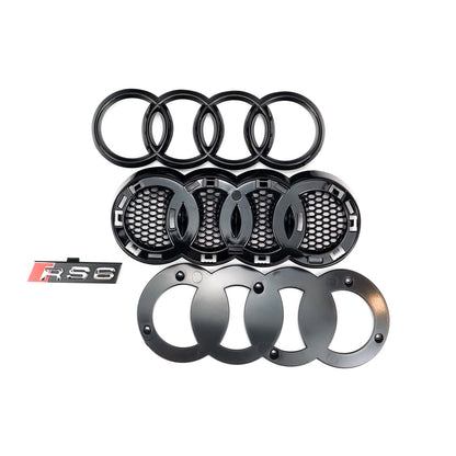 RS6 Honeycomb Grille For Audi A6 / A6 Sline / S6 C7 2012-2015 Front Bumper With Emblem Mesh Black Grill With Quattro Letter