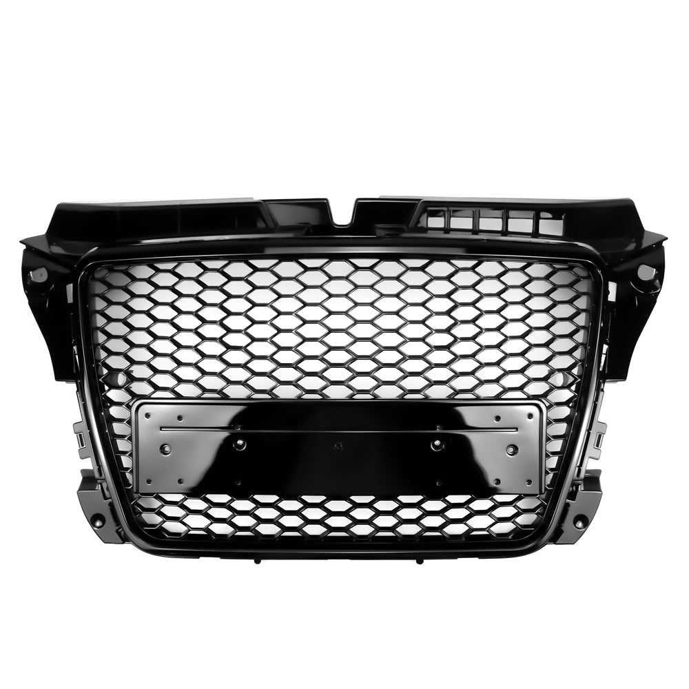 RS3 Style Gloss Black Honeycomb Grille for 2008-2013 Audi A3 S3 8P Front Bumper