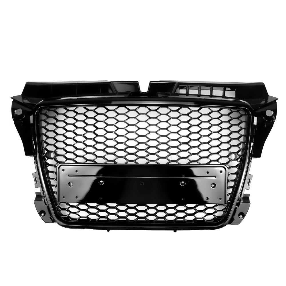 RS3 Style Gloss Black Honeycomb Grille for 2008-2013 Audi A3 S3 8P Front Bumper