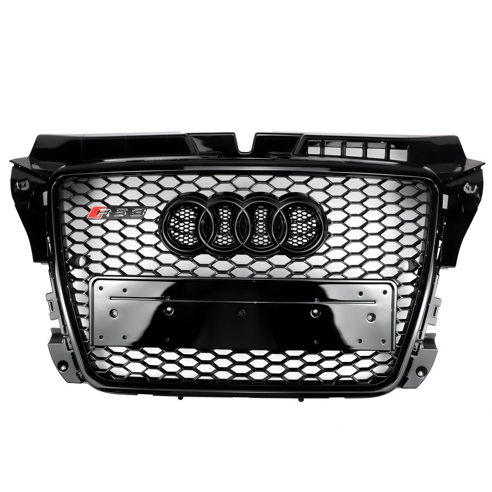 2008-2013 Audi A3 S3 8P Honeycomb Front Bumper Grill RS3 Style Gloss Black Grille