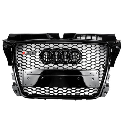 2008-2013 Audi A3 S3 8P To RS3 Style Honeycomb Front Bumper Grille Gloss Black