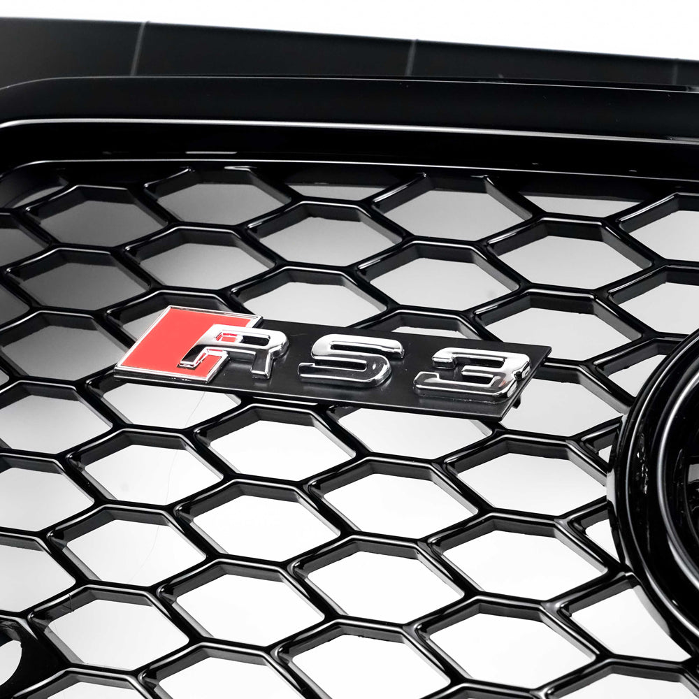 2008-2013 Audi A3 S3 8P Honeycomb Front Bumper Grill RS3 Style Gloss Black Grille