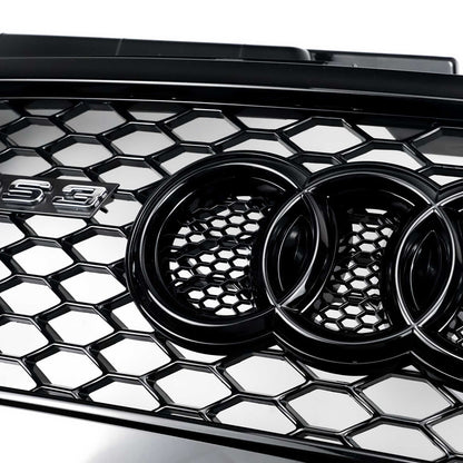 2008-2013 Audi A3 S3 8P To RS3 Style Honeycomb Front Bumper Grille Gloss Black