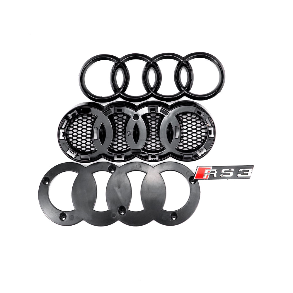 2008-2013 Audi A3 S3 8P To RS3 Style Honeycomb Front Bumper Grille Gloss Black