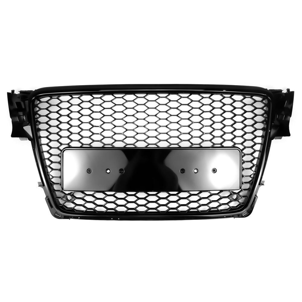 RS4 Style Gloss Black Honeycomb Grille for 2008-2012 Audi A4 A4 Avant S4 B8 Sport Mesh Grill
