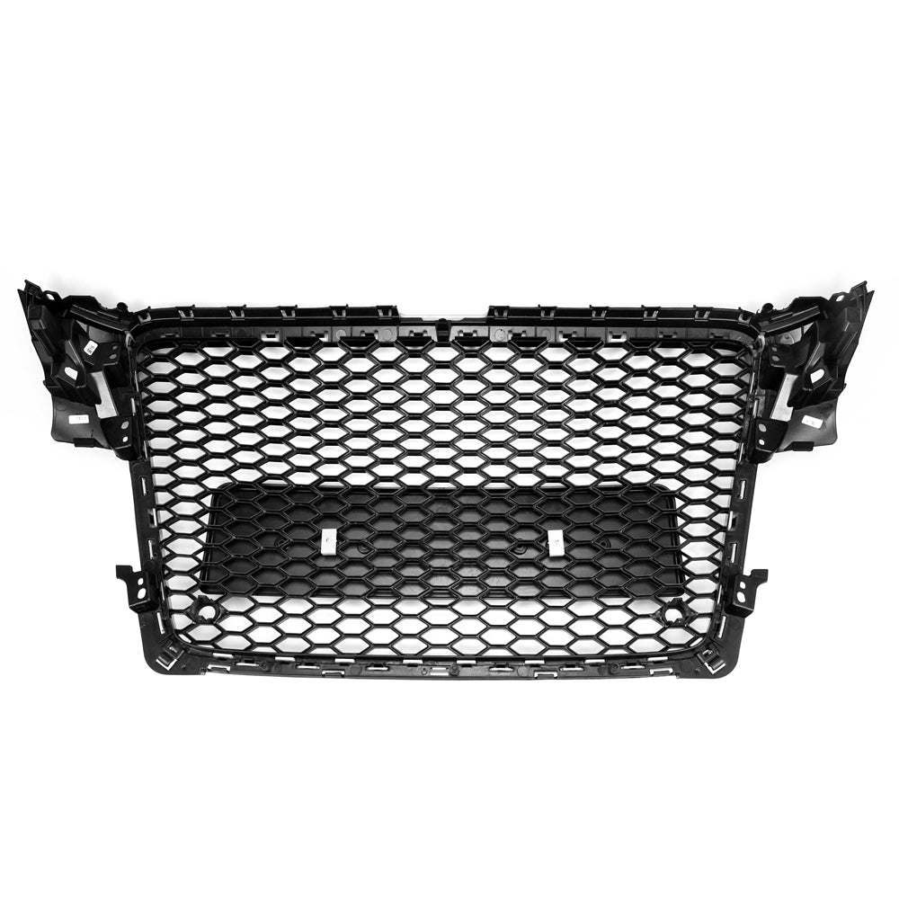 RS4 Style Gloss Black Honeycomb Grille for 2008-2012 Audi A4 A4 Avant S4 B8 Sport Mesh Grill
