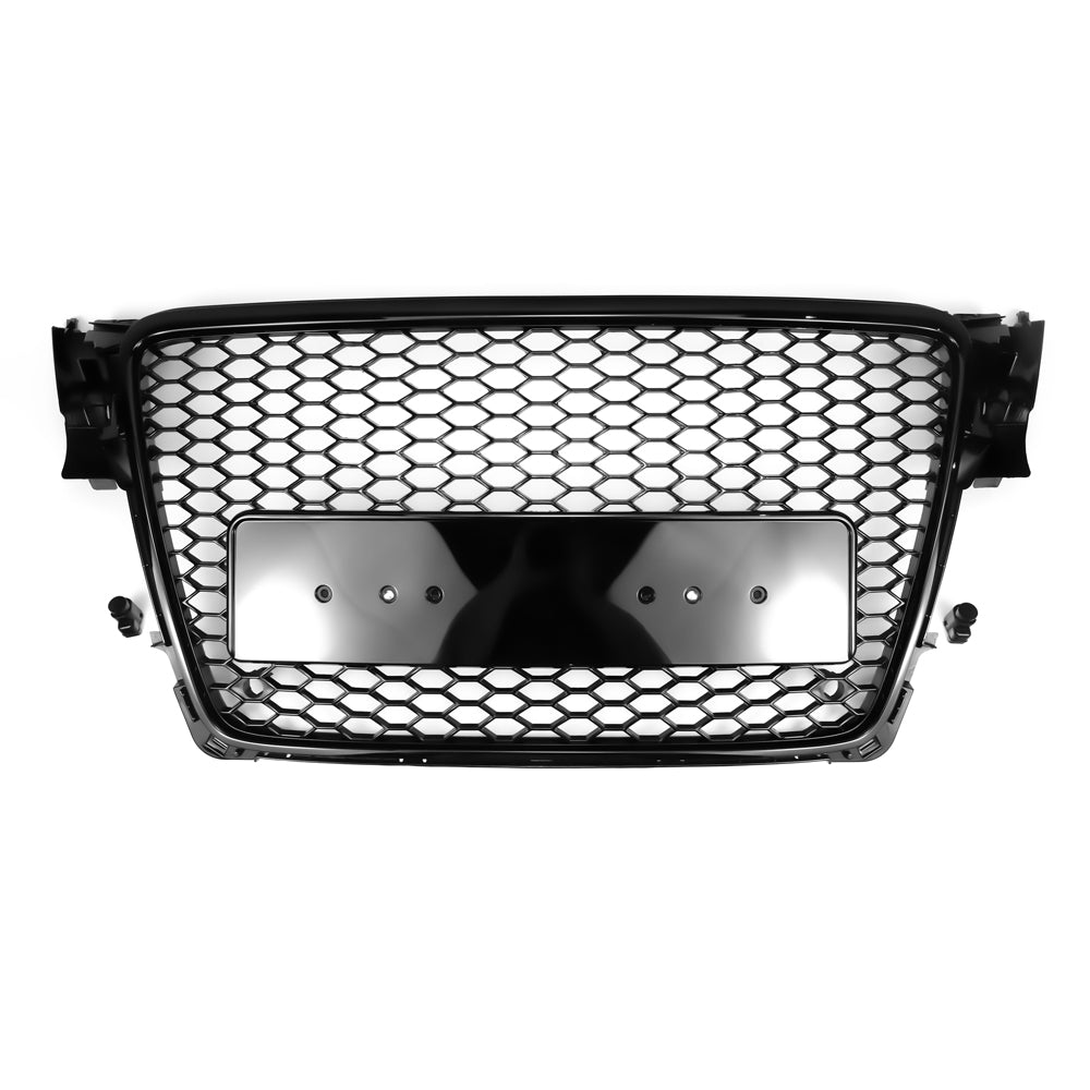 RS4 Style Gloss Black Honeycomb Grille for 2008-2012 Audi A4 A4 Avant S4 B8 Sport Mesh Grill
