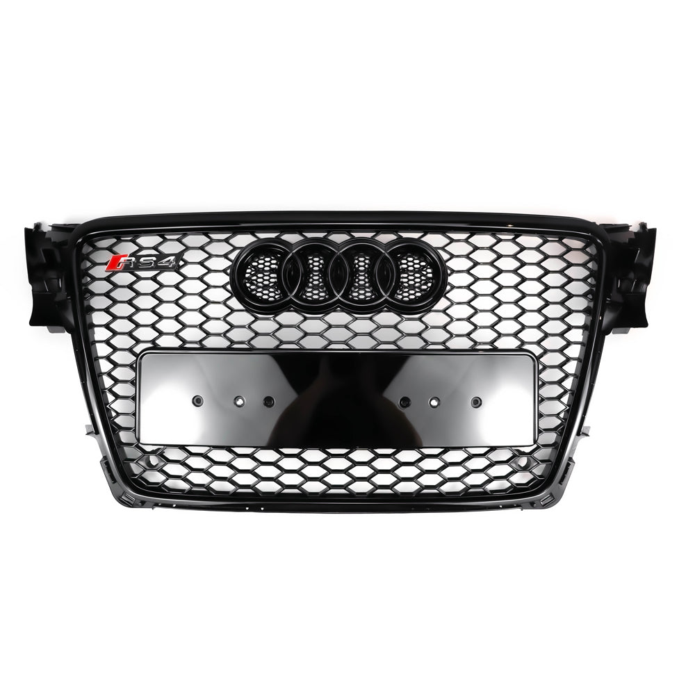 2008-2012 Audi A4 A4 Avant S4 B8 To RS4 Style Honeycomb Sport Mesh Gloss Black Grille