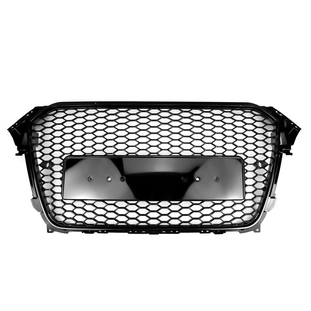 2012-2016 Audi A4 A4 Sline S4 Grill RS4 Style Mesh Front Bumper Gloss Black Grill With Silver Chrome Ring Emblem