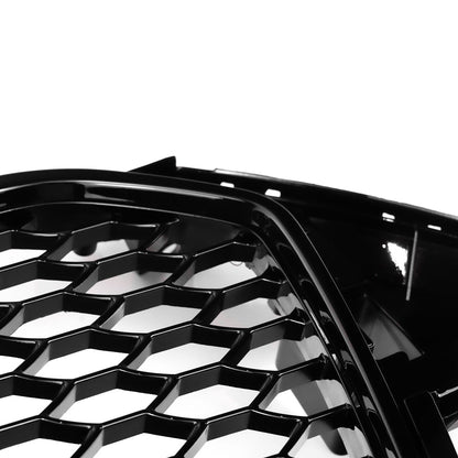 RS4 Style Gloss Black Mesh Grill For 2012-2016 Audi A4 A4 Sline S4 Front Bumper With Silver Chrome Ring Emblem