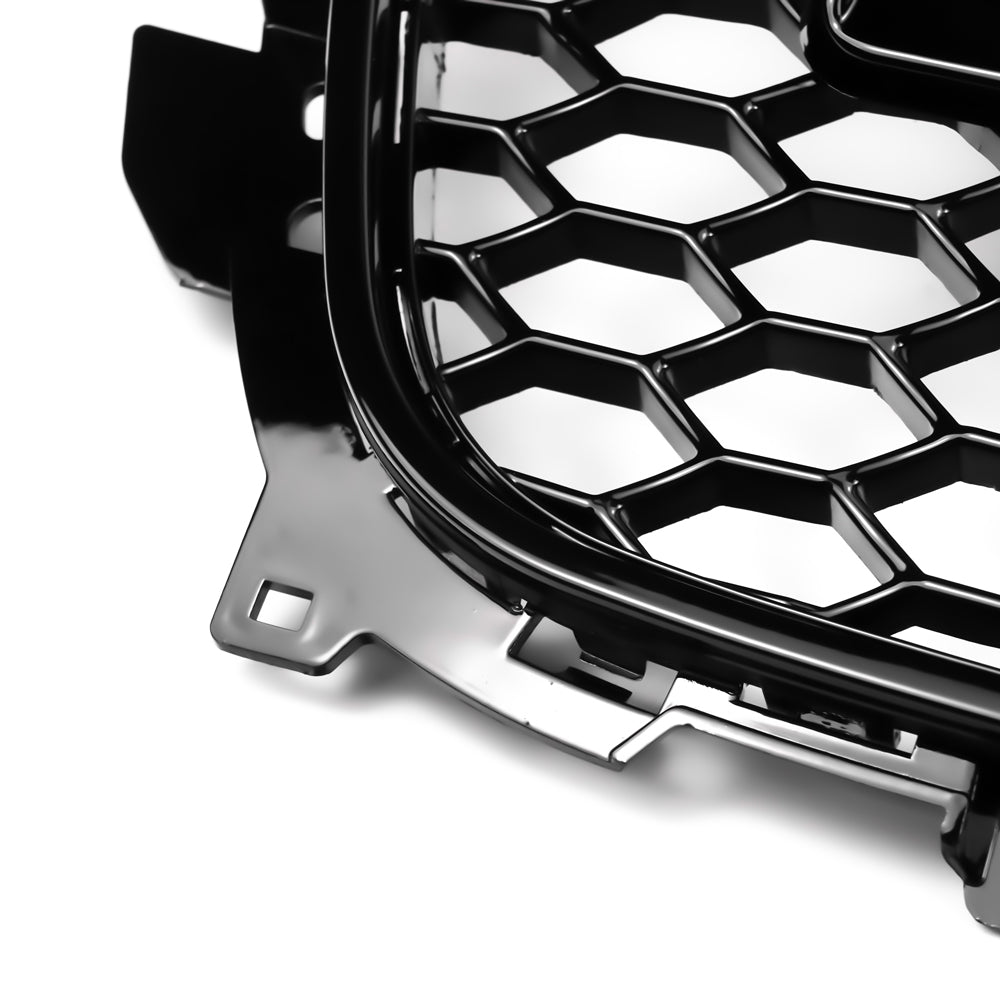 RS4 Style Gloss Black Mesh Grill For 2012-2016 Audi A4 A4 Sline S4 Front Bumper With Silver Chrome Ring Emblem