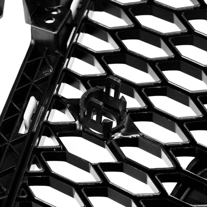 2012-2016 Audi A4 / A4 Sline / S4 Grill RS4 Style Mesh Front Bumper Gloss Black Grill With Silver Chrome Ring Emblem